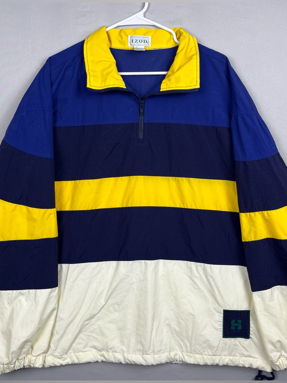 Vintage izod 1/4 zip pullover jacket windbreaker Colorblock striped men’s large